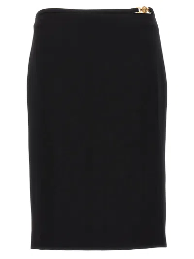 Shop Versace Skirt Stretch Wool Fabric In Black