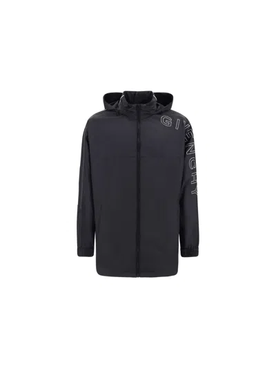 Shop Givenchy Black Nylon Sports Jacket With Logo