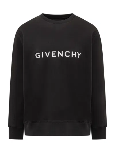 Shop Givenchy Archetype Slim Sweatshirt In Black Gauzed Fabric