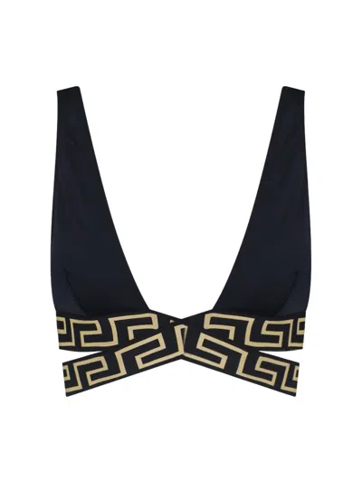 Shop Versace Greek Bikini Top In Black