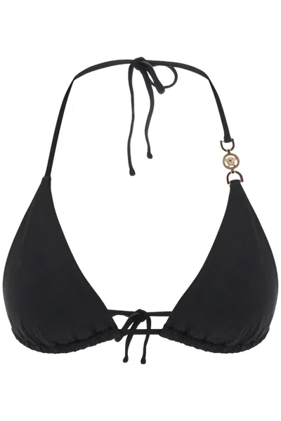 Shop Versace Medusa Triangle Bikini Top In Black