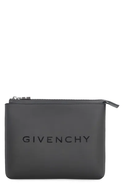 Shop Givenchy Coated Canvas Flat Pouch In Black