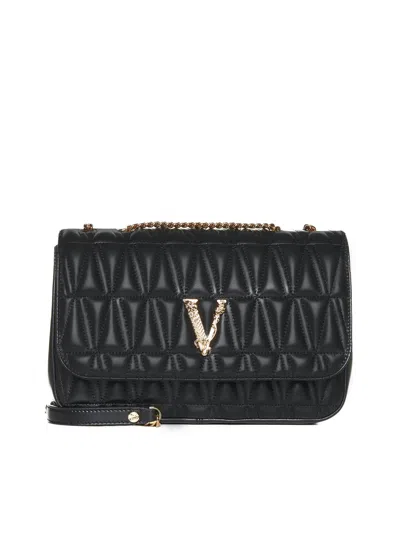 Shop Versace Quilted Nappa Crossbody Bag In Black
