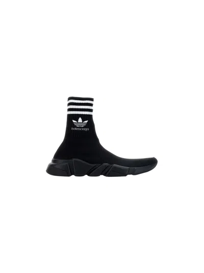 Shop Balenciaga X Adidas Speed Sneakers In Black/black/wht Logo
