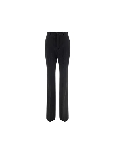 Shop Balenciaga Twill Pin Stripe Pants In Black/white