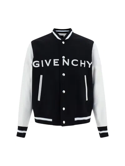 Shop Givenchy Varsity Bomber Jacket In Black/white