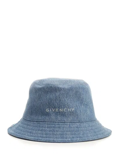 Shop Givenchy Denim Bucket Hat In Blue