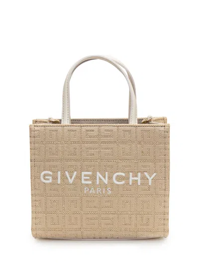 Shop Givenchy Mini G-tote Bag In Natural 4g Jute In Brown