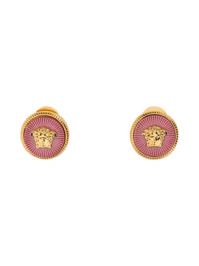Shop Versace Biggie Jellyfish Button Earrings In Fucsia