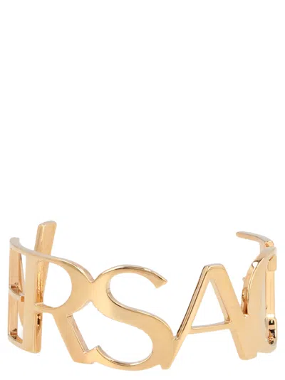 Shop Versace Logo Bangle In Gold