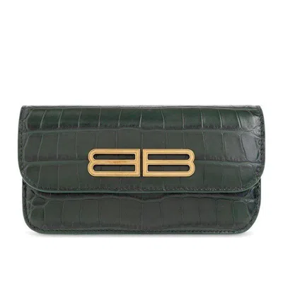 Shop Balenciaga Gossip Chain Clutch Bag In Green