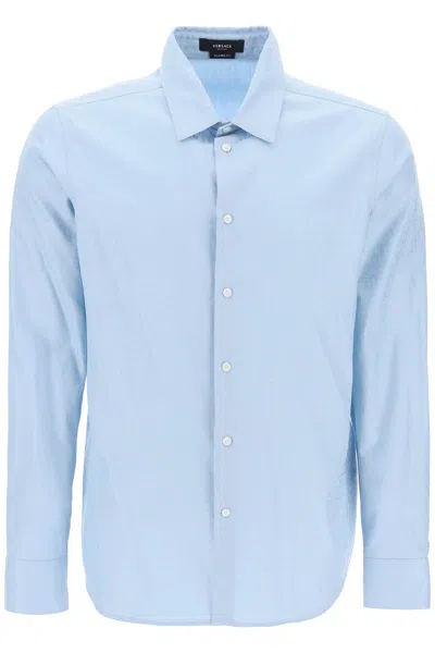 Shop Versace Allover Shirt In Light Blue