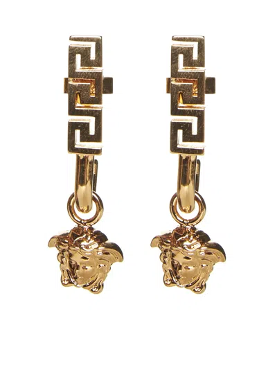 Shop Versace Medusa Earrings In Oro