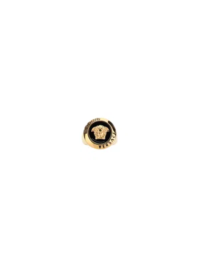 Shop Versace Ring In Oro -nero
