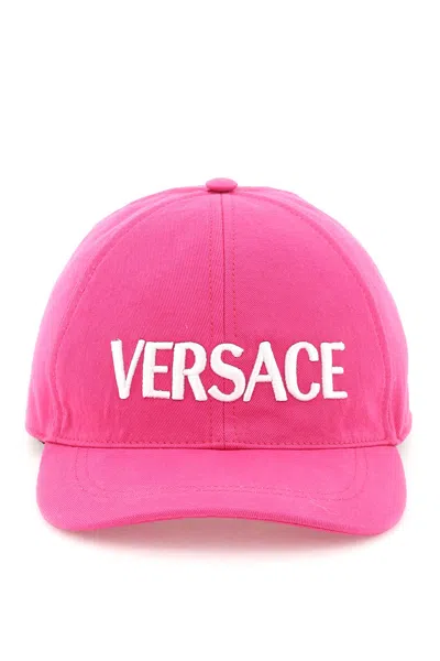 Shop Versace Logo Baseball Cap In Pink