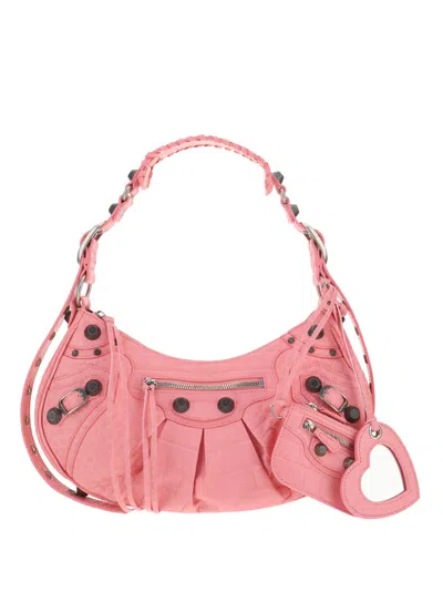 Shop Balenciaga Cagole Leather Bag In Sweet Pink