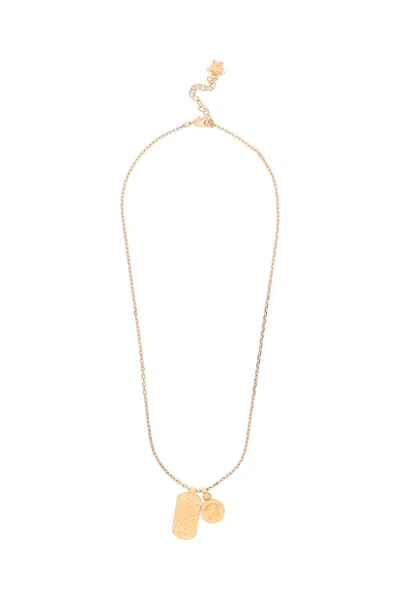 Shop Versace La Greca Tag Necklace In  Gold (gold)