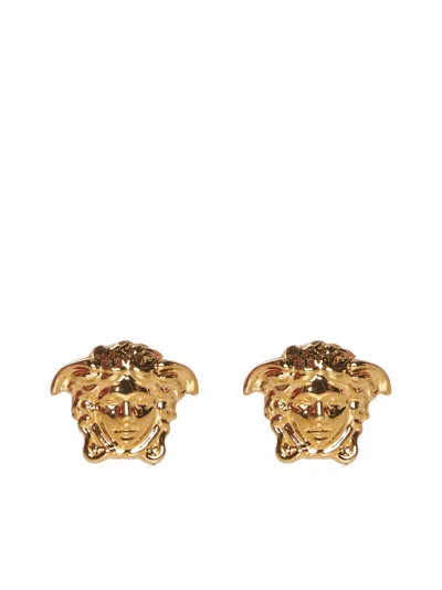 Shop Versace Medusa Head Earrings In  Gold