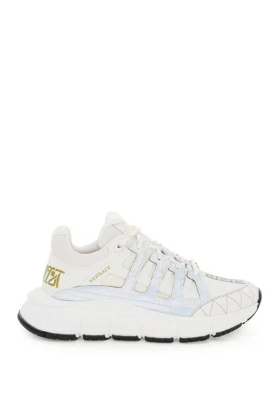 Shop Versace White Leather Blend Trigreakers