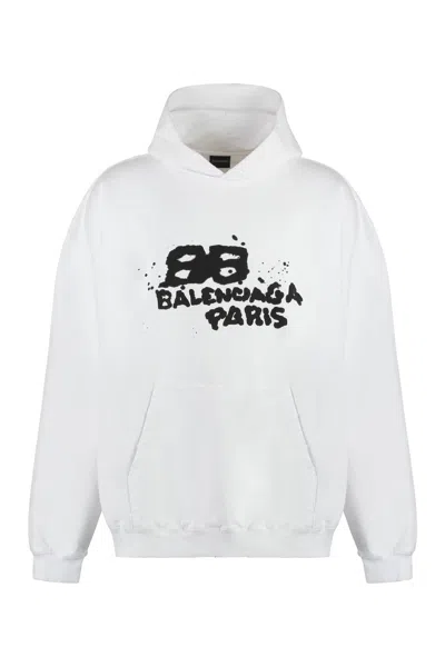 Shop Balenciaga Printed Hoodie In White