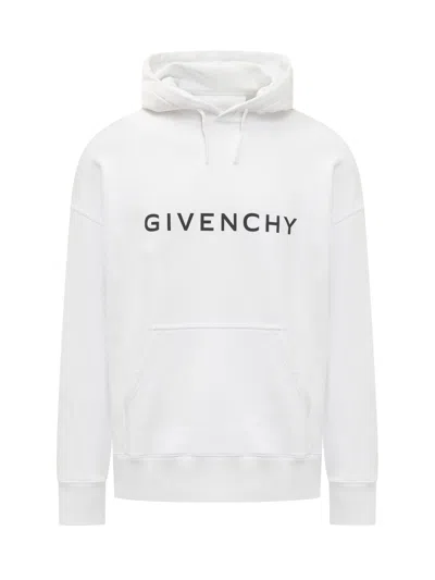 Shop Givenchy Archetype Hoodie In White Gauzed Fabric