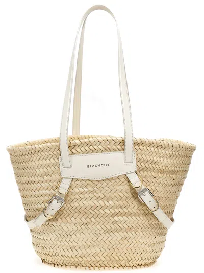 Shop Givenchy Ivory Medium Voyou Basket Bag In Raffia In White