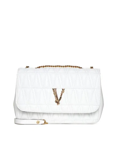 Shop Versace Quilted Nappa Crossbody Bag In White