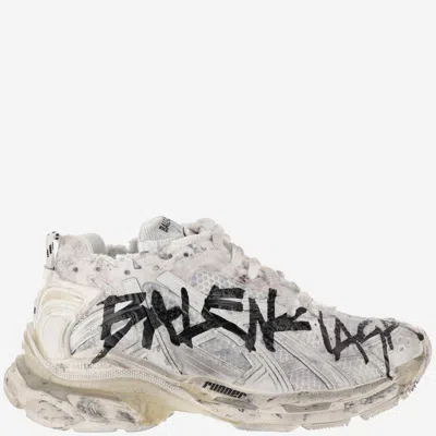 Shop Balenciaga Runner Graffiti Sneakers In White Black