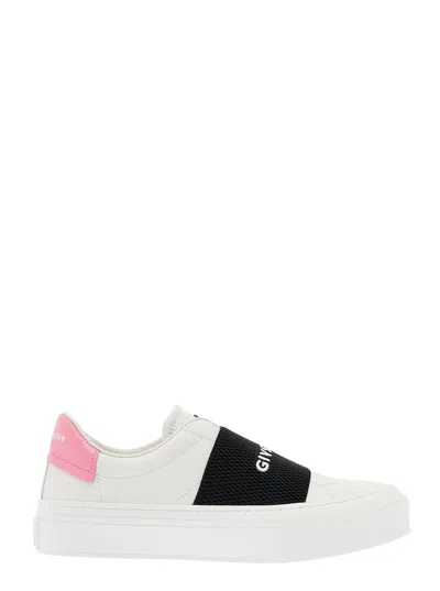 Shop Givenchy Sneakers In White Leather In White Black Pink