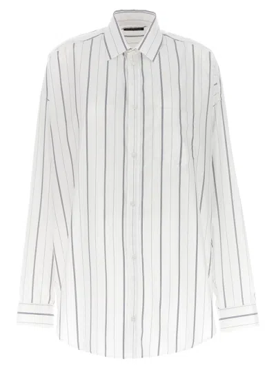 Shop Balenciaga Cocoon Shirt In White Navy