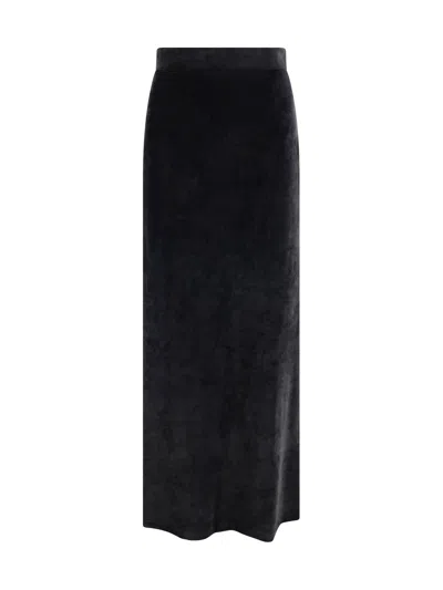 Shop Balenciaga Fluid Velvet Maxi Skirt In Black