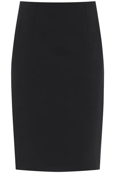 Shop Versace Wool Pencil Skirt In Black