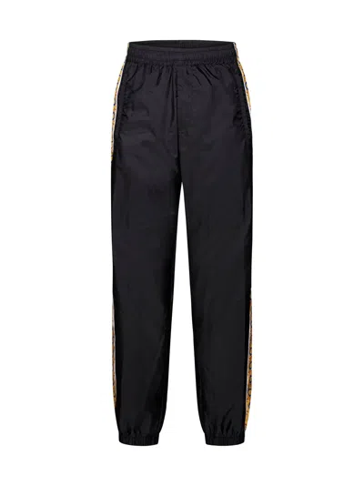 Shop Versace Track-pants With Contrasting Side Stripes In Black