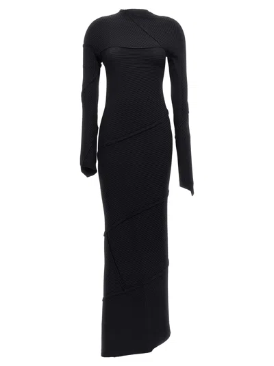 Shop Balenciaga Spiral Knitted Dress In Black