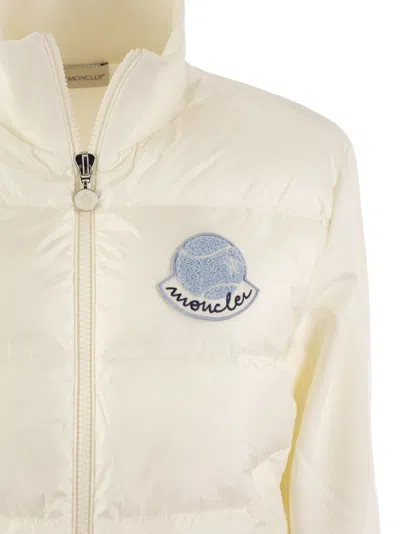 Shop Moncler Padded Sweatshirt With Tennis Style Logo