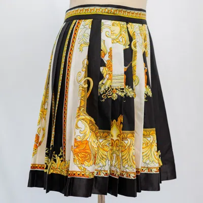 Pre-owned Versace Pleated Mini Silk Skirt