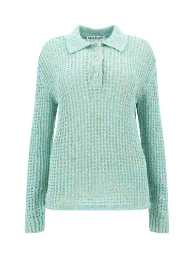 Shop Acne Studios Polo Sweater In Aqua Blue