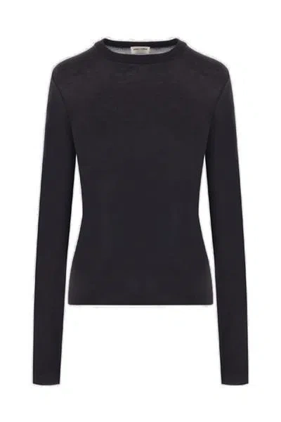 Shop Saint Laurent Sweater In Cashmere, Wool And Silk In Black