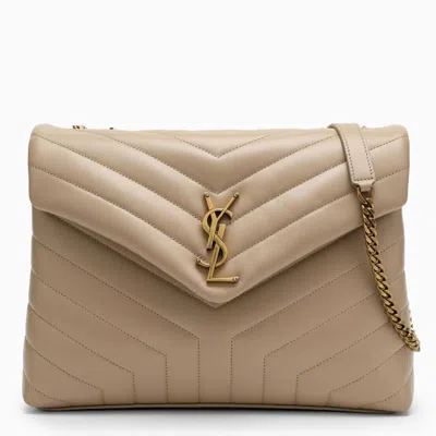 Shop Saint Laurent Beige\/gold Medium Loulou Bag