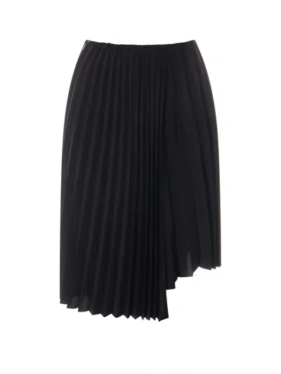 Shop Saint Laurent Pleated Skirt In Black