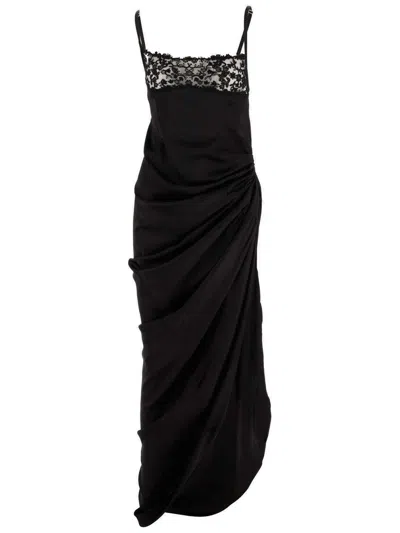 Shop Jacquemus Long Asymmetric Lingerie Dress In Black