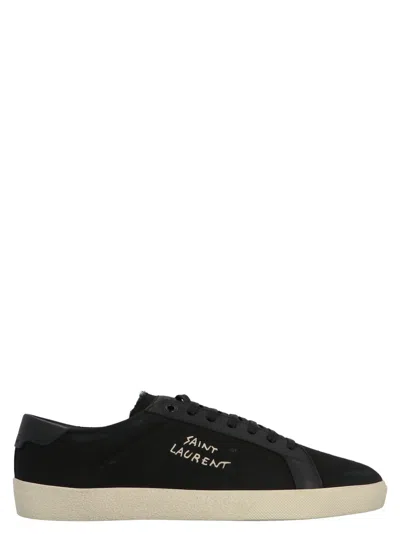 Shop Saint Laurent Sl06 Signature Logo Sneakers In Black