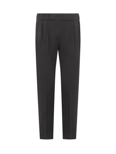 Shop Brunello Cucinelli Cady Cropped Trousers In Black