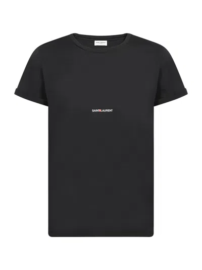 Shop Saint Laurent Cotton T-shirt With Logo In Black