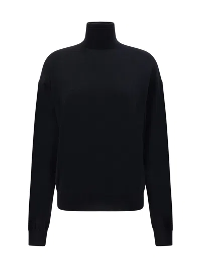 Shop Saint Laurent Wool Turtleneck Sweater In Black