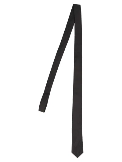 Shop Saint Laurent Monogram Patterned Pointed Tip Tie In Black