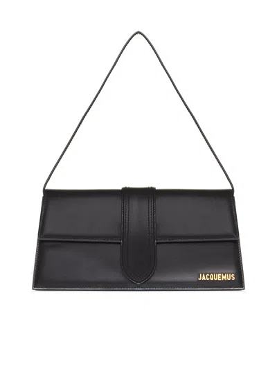 Shop Jacquemus Le Bambino Long Leather Shoulder Bag In Black