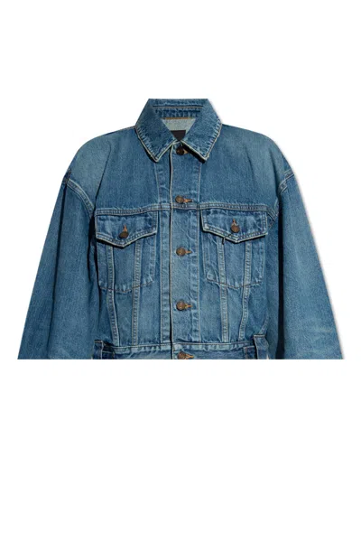 Shop Saint Laurent 80s Jacket In Vintage Blue Denim