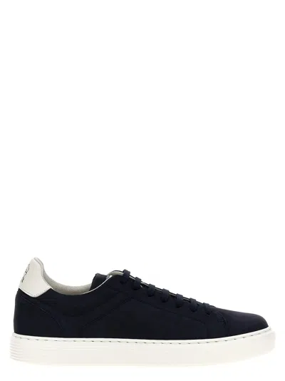 Shop Brunello Cucinelli Nubuck Sneakers In Blue