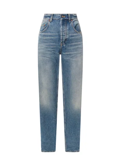 Shop Saint Laurent Long Extreme Jeans In Blue